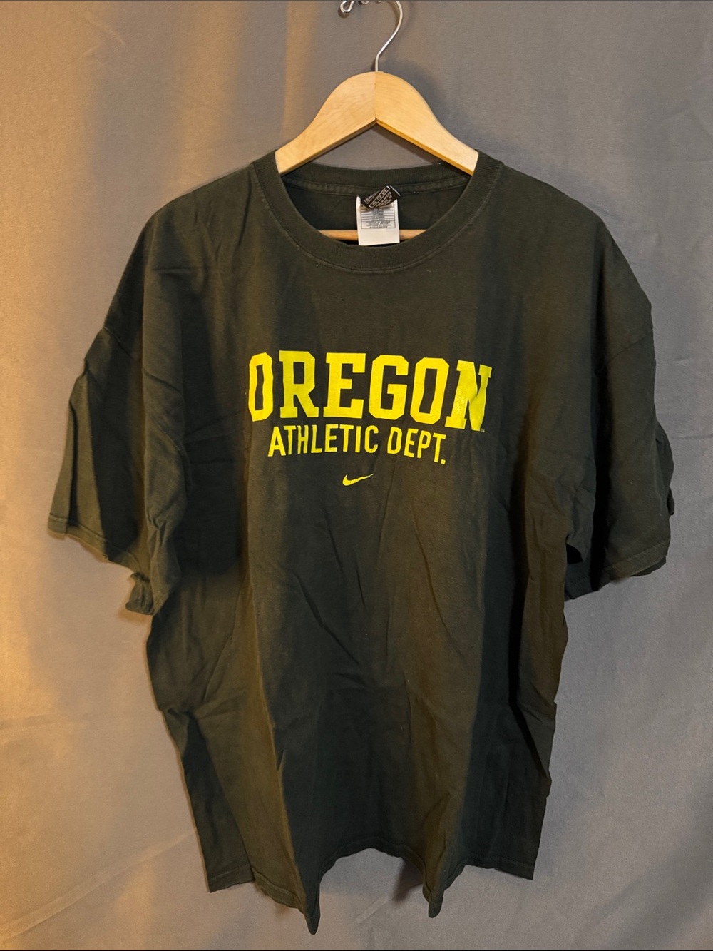 Nike Green T-Shirt with Yellow Oregon Athletic Dept. Print